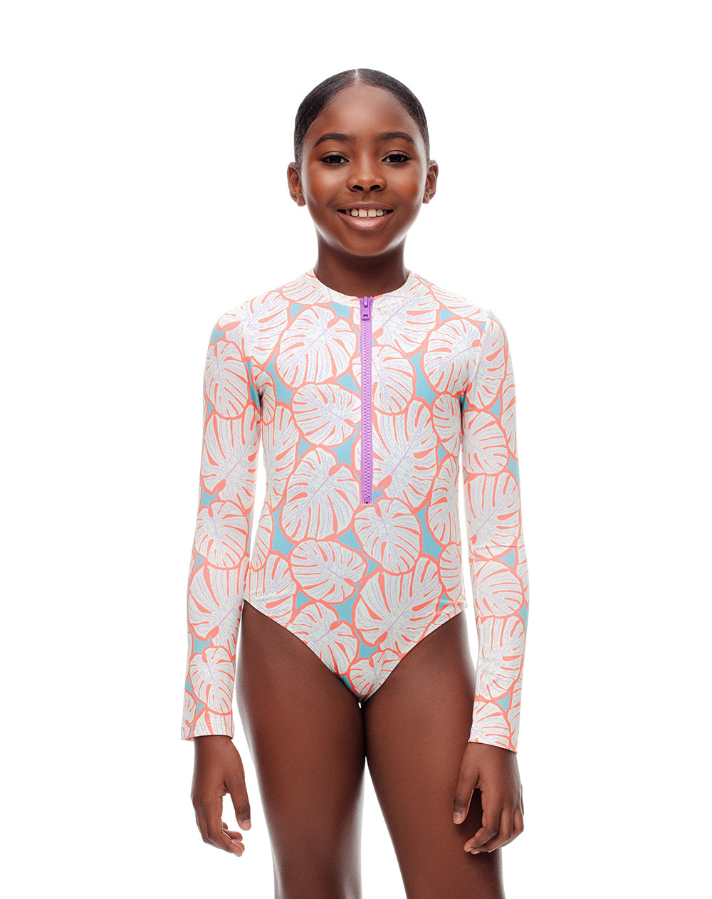 Vestido de baño maga larga estampado niña - Main Image