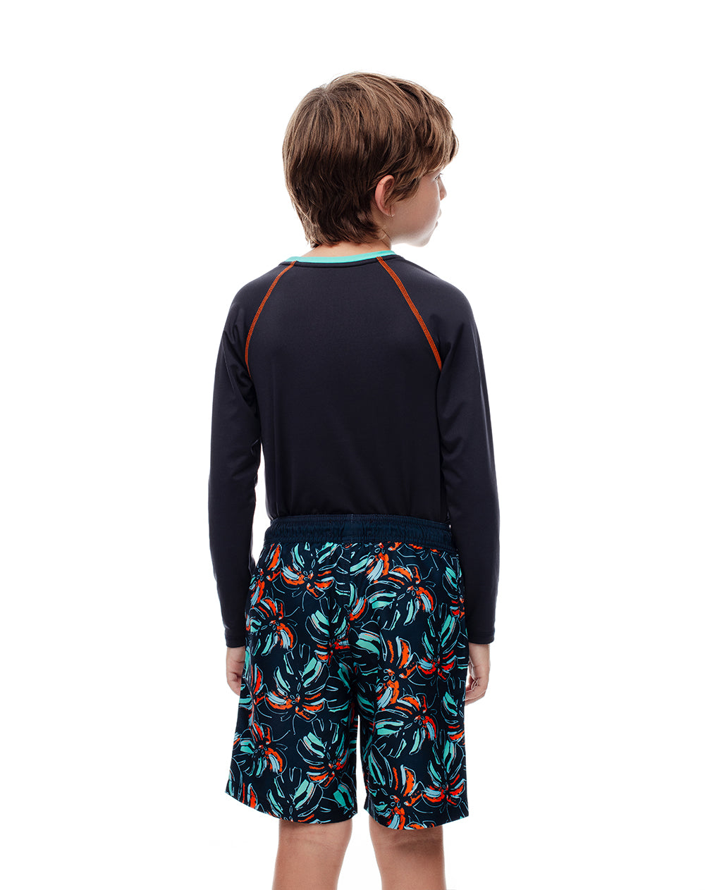 Pantaloneta de baño azul estampada niño