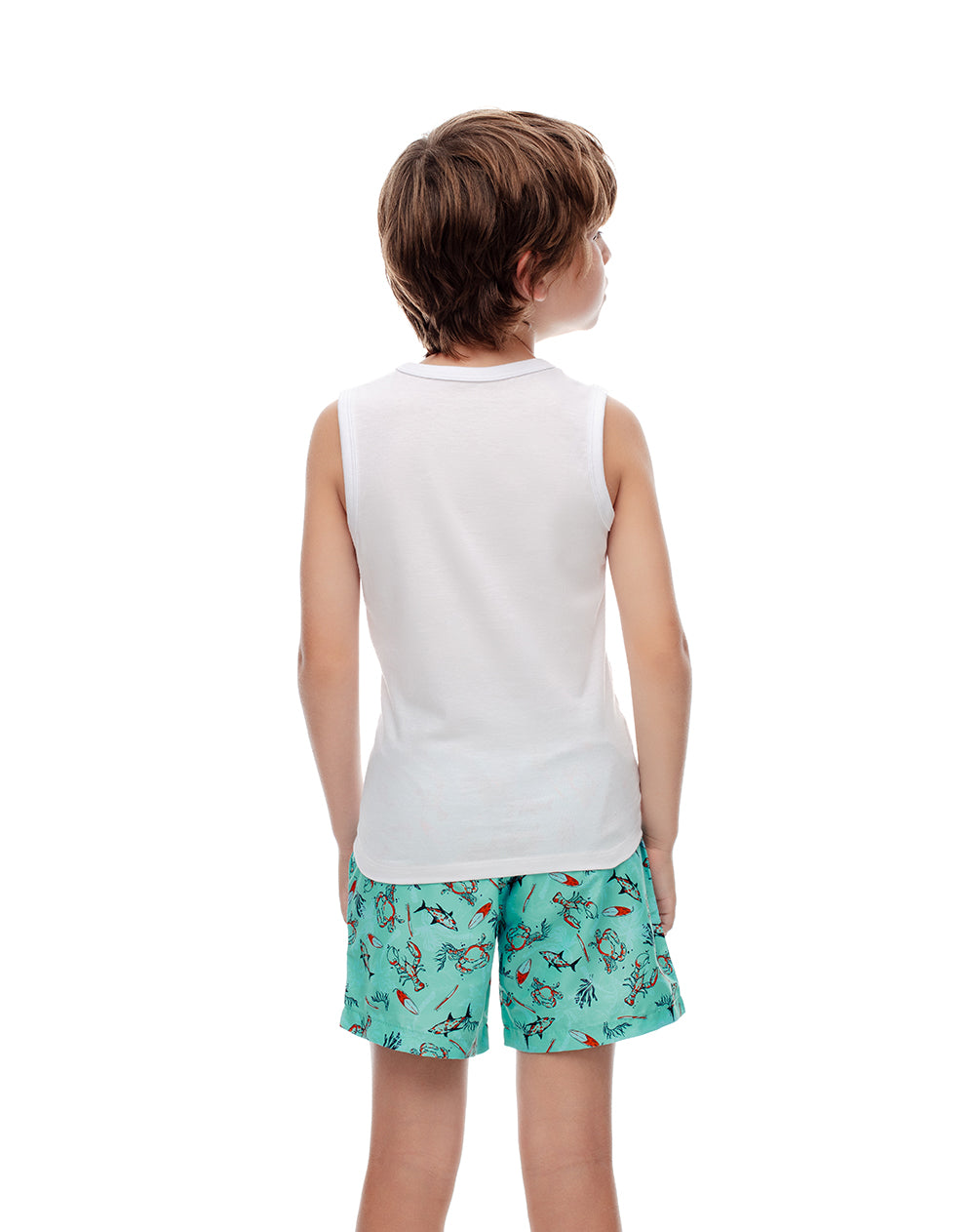 Camiseta esqueleto regular algodón blanca estampada niño