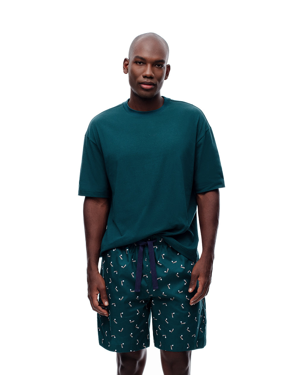Bermuda regular fit verde estampada