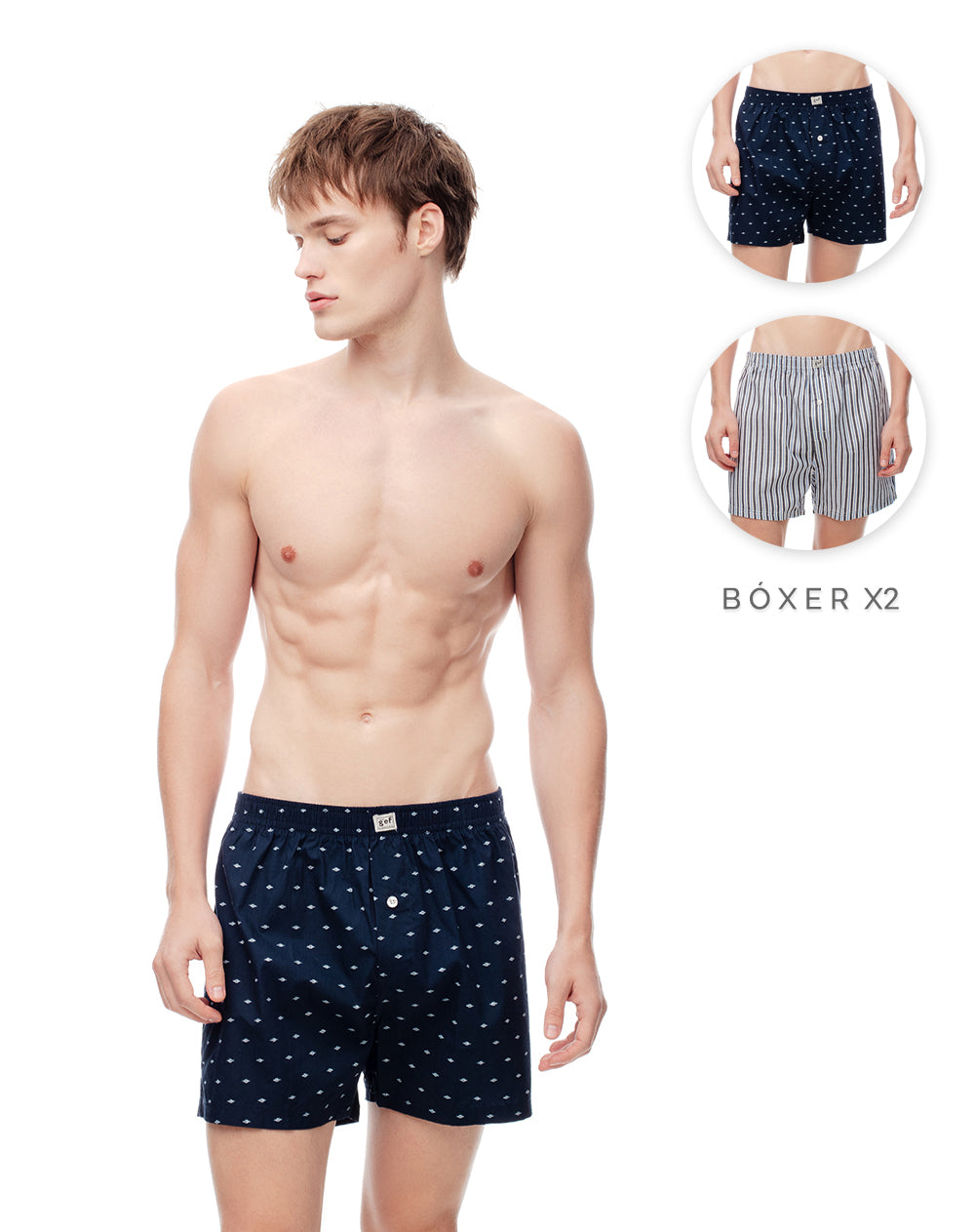 Bóxer medio algodón amplio x2unds surtido