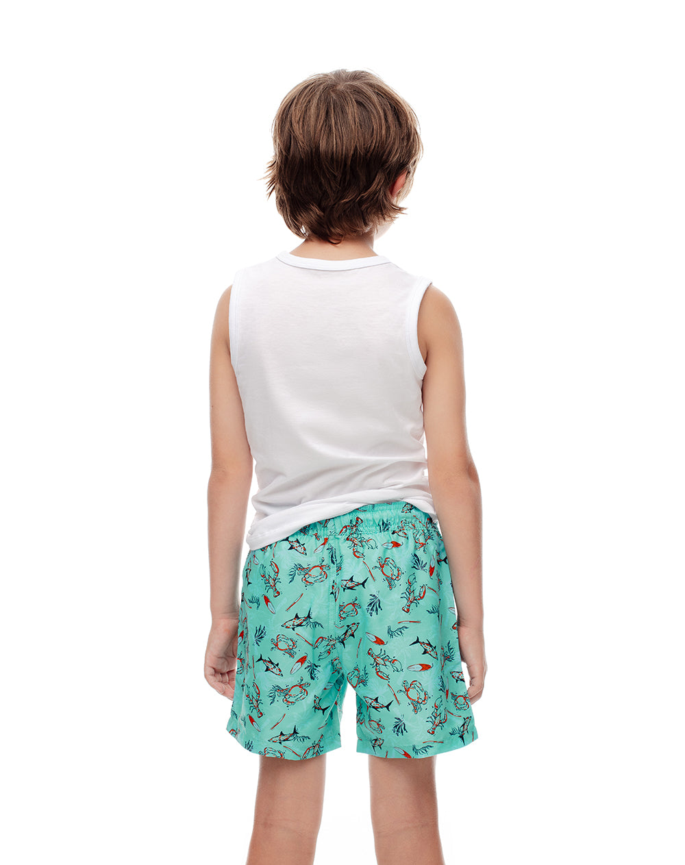 Pantaloneta de baño verde estampada niño