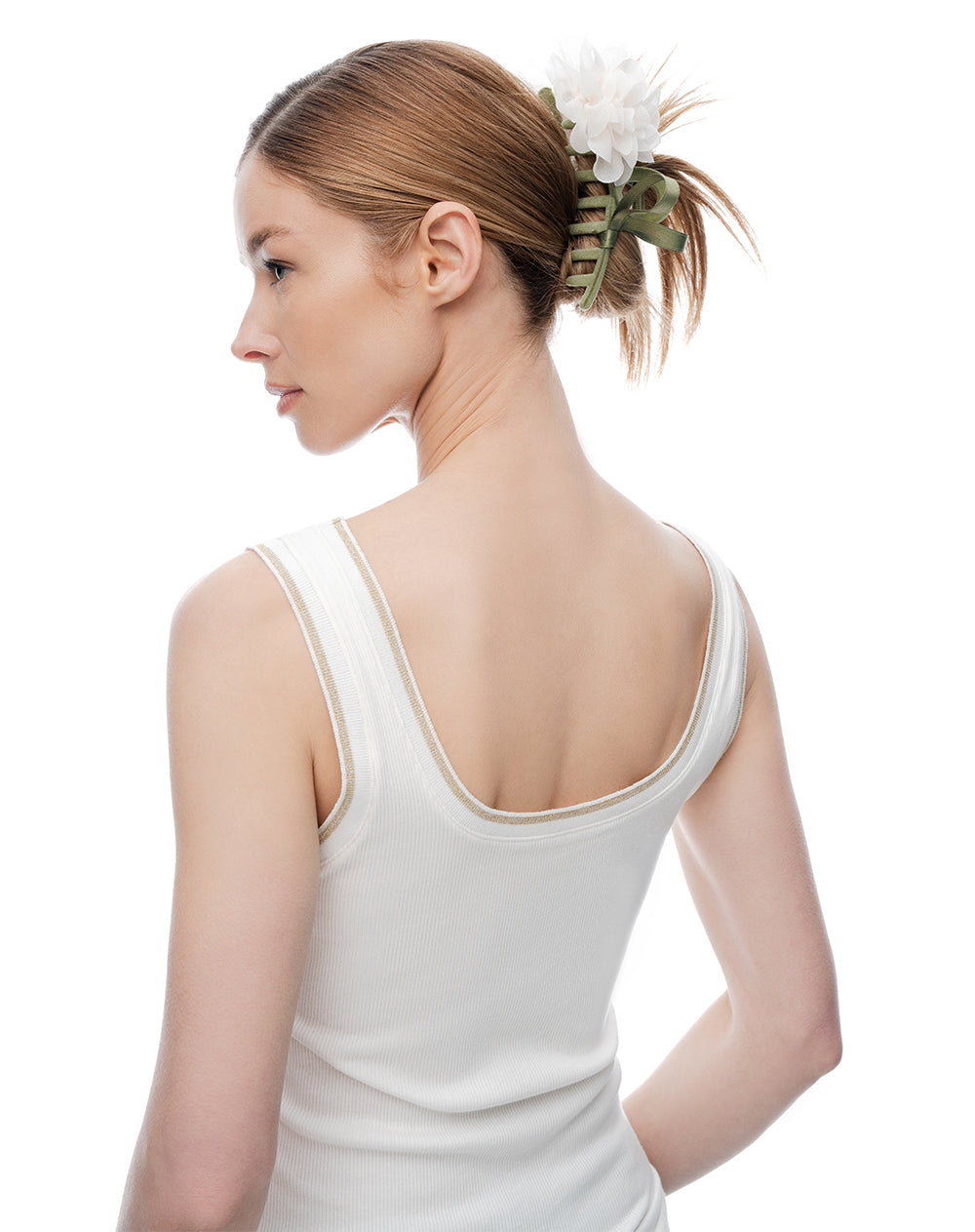 Pinza para el cabello con detalle floral verde mujer