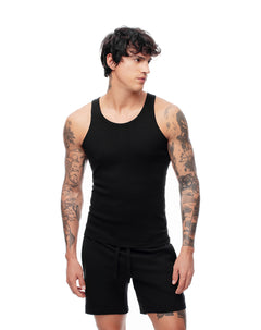 Camisilla slim algodón negra hombre