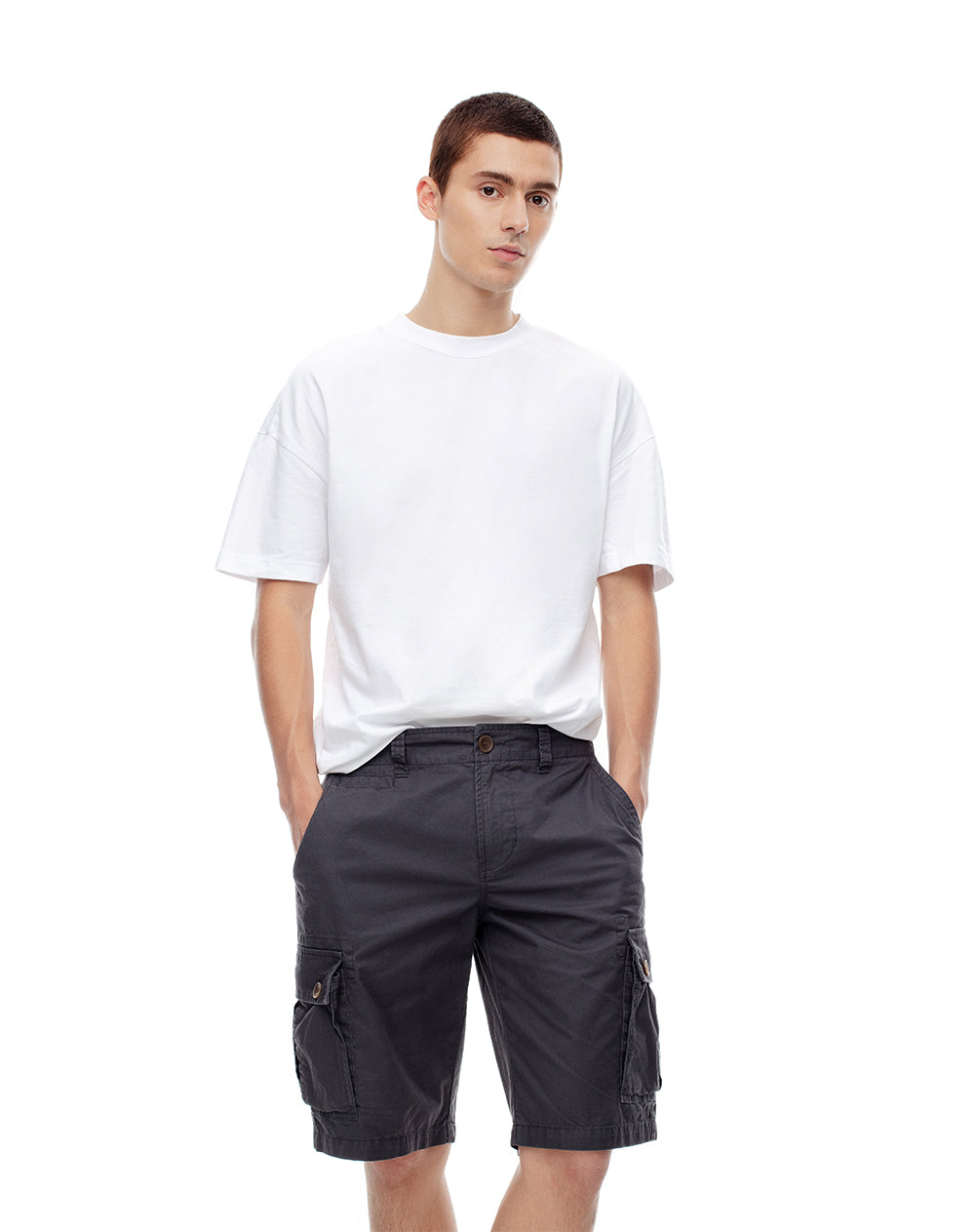 Bermuda cargo regular drill algodón gris hombre