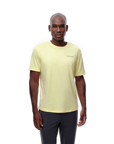Camiseta slim fit manga corta amarillo estampado
