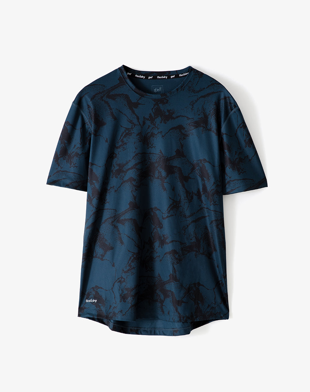 Camiseta slim fit manga corta azul estampada