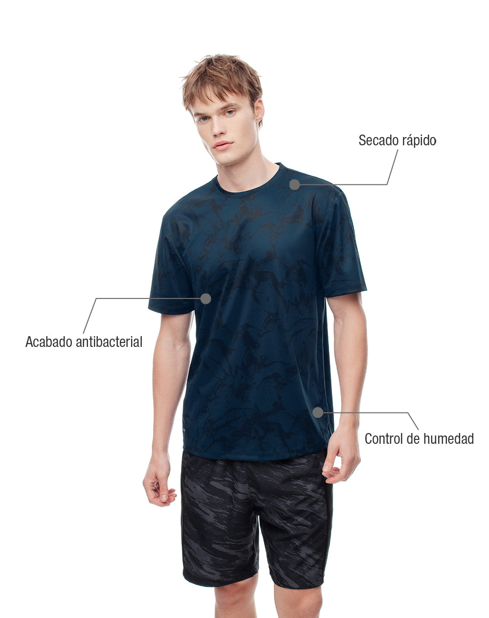 Camiseta deportiva control humedad estampada hombre