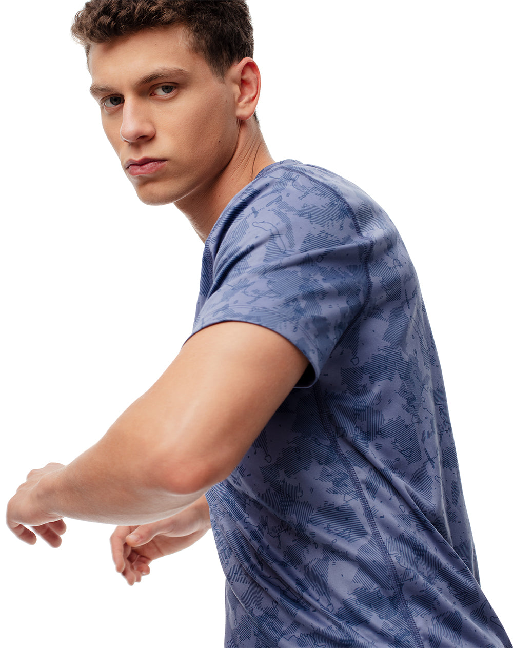 Camiseta deportiva control humedad azul hombre