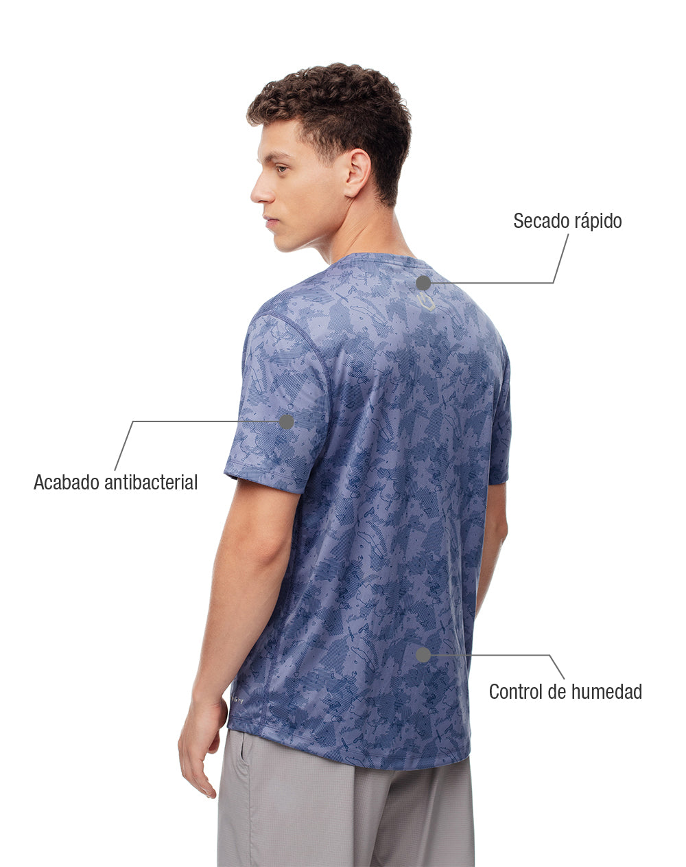 Camiseta deportiva control humedad azul hombre