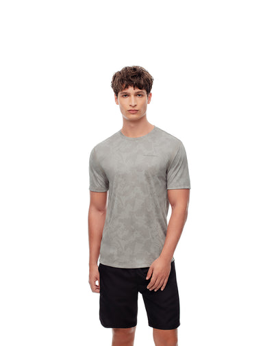 Camiseta slim fit manga corta cafe estampado