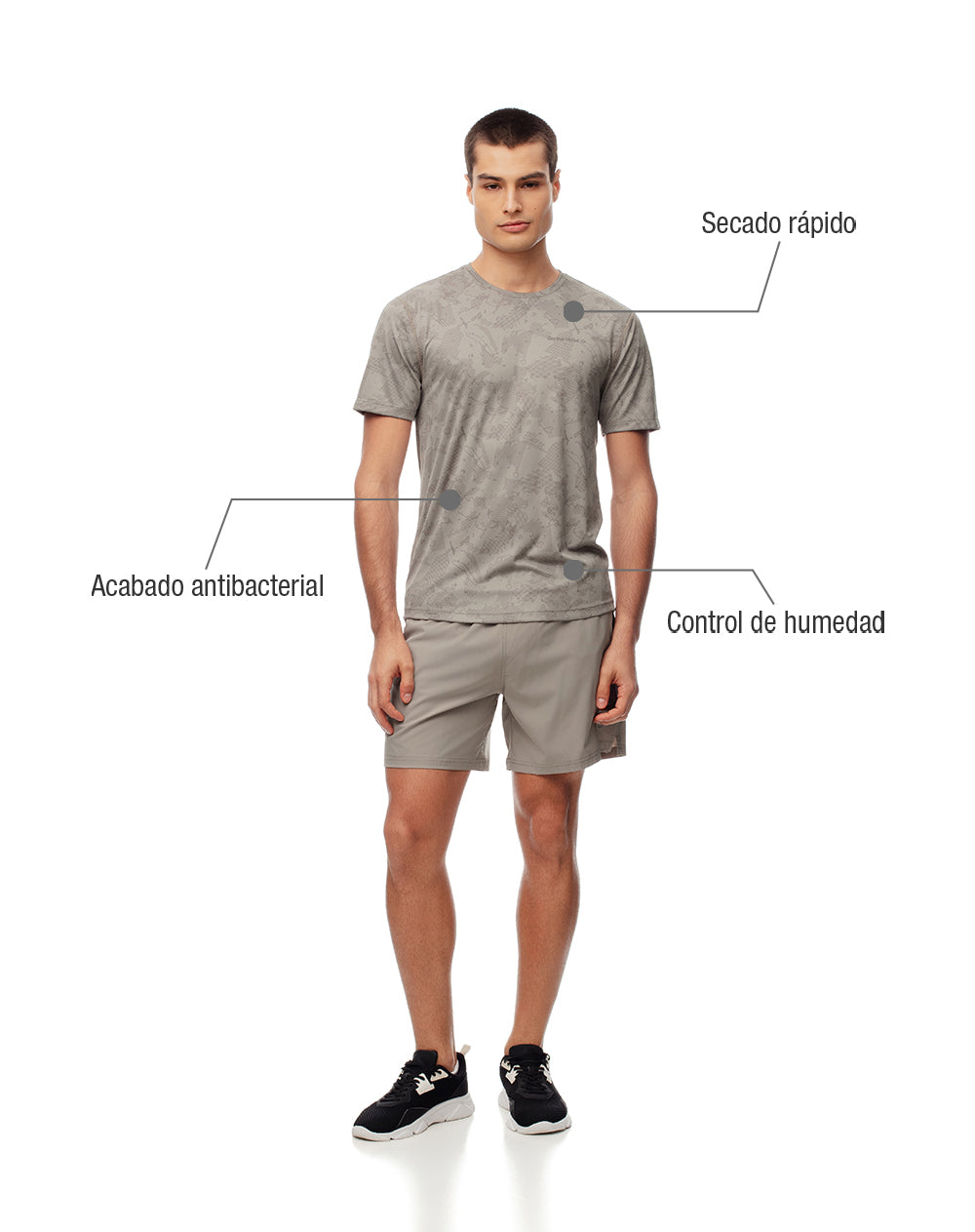 Camiseta deportiva control humedad café hombre