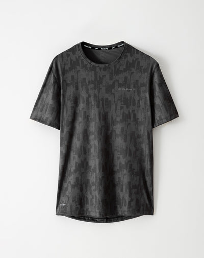 Camiseta slim fit manga corta gris estampada