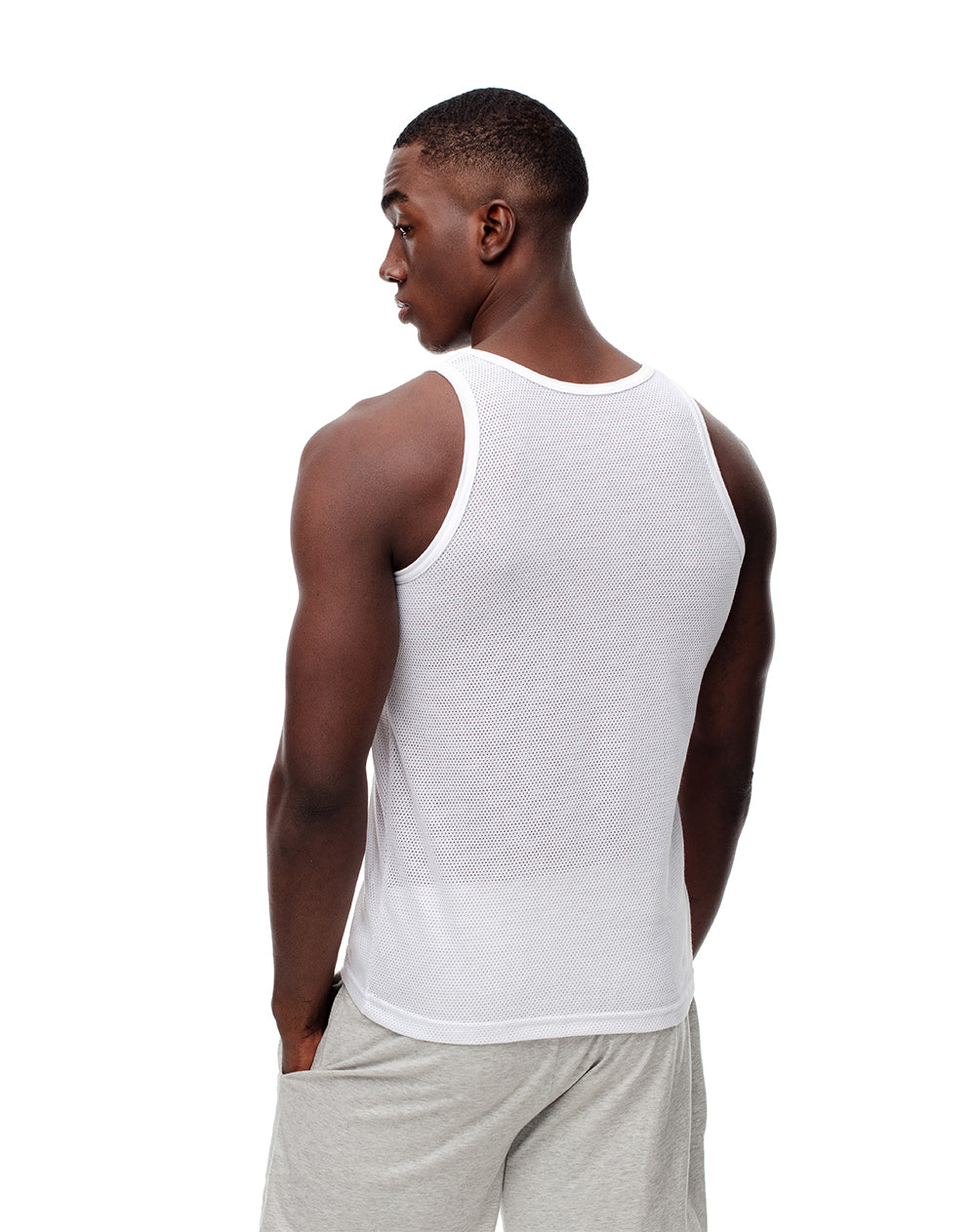 Camisilla slim malla blanca hombre