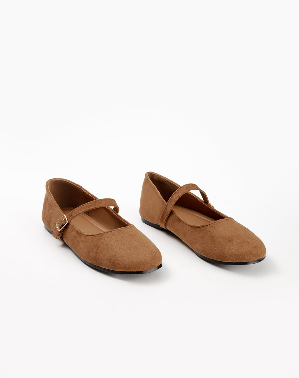 Baleta tipo gamuza café niña