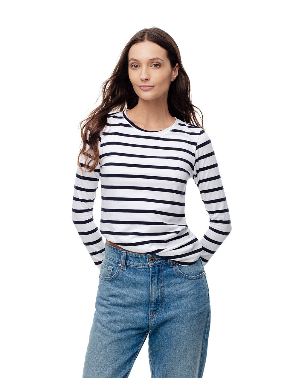 Camibuzo slim algodón rayas mujer