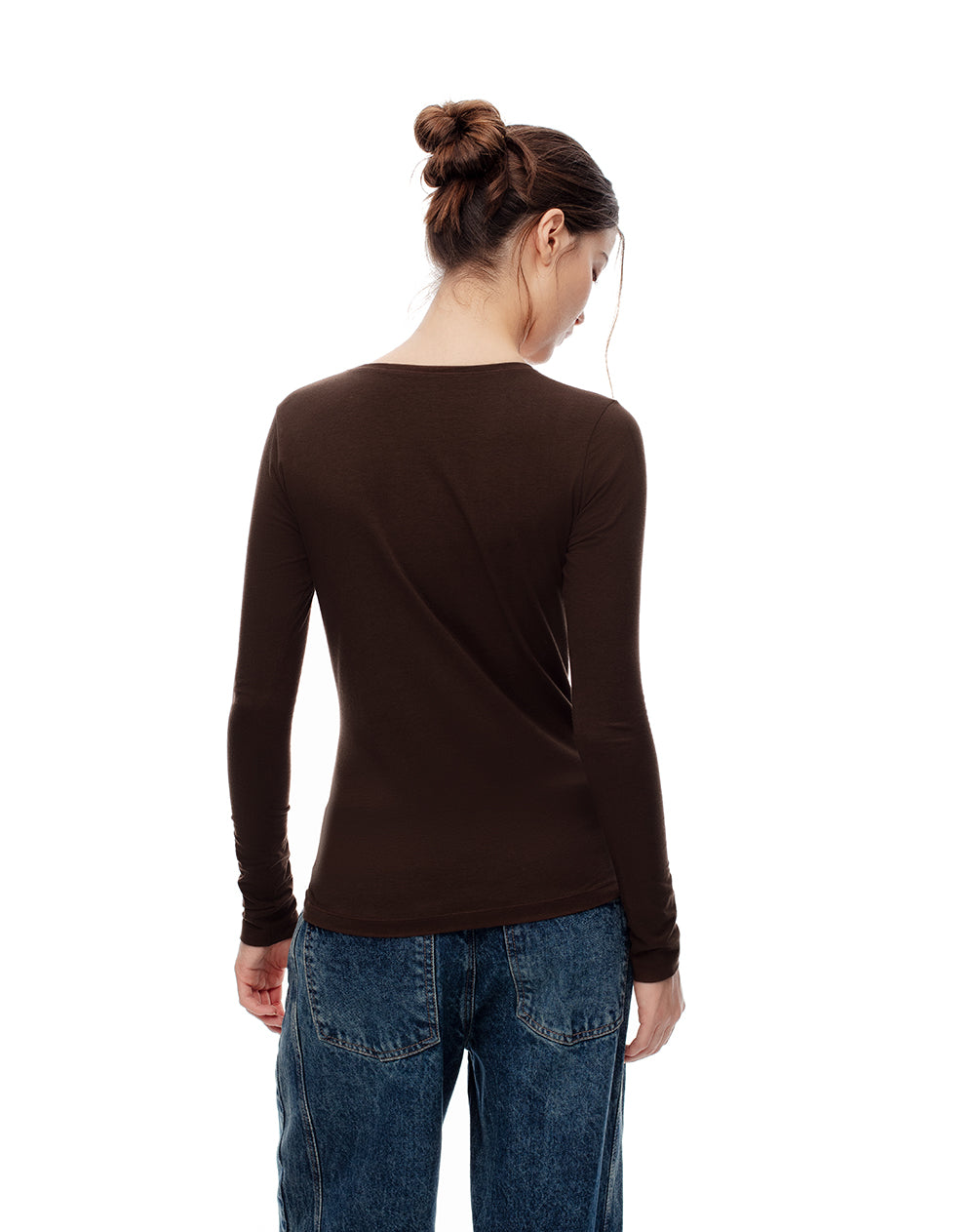 Camibuzo slim algodón chocolate mujer