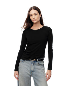 Camibuzo slim algodón negro mujer