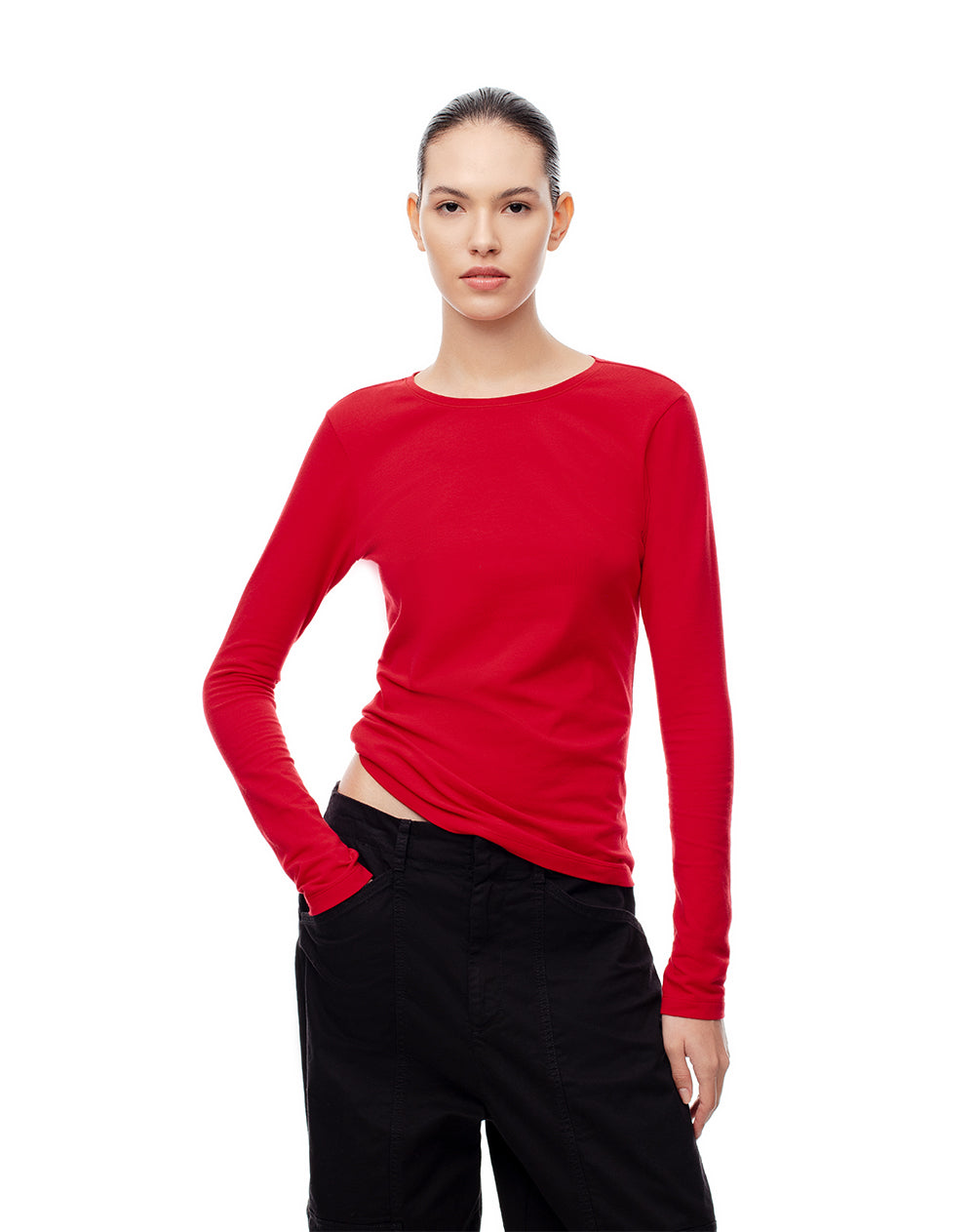 Shirt Blusa Roja Manga Larga Playera Camiseta Manga Larga Mujer