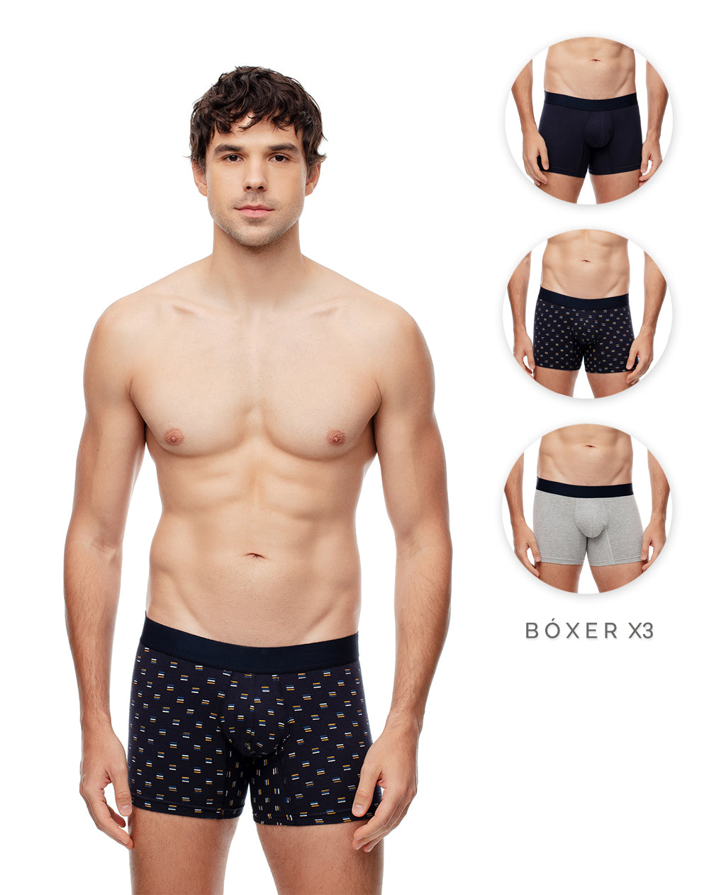 Bóxer medio jersey algodón x3unds surtido