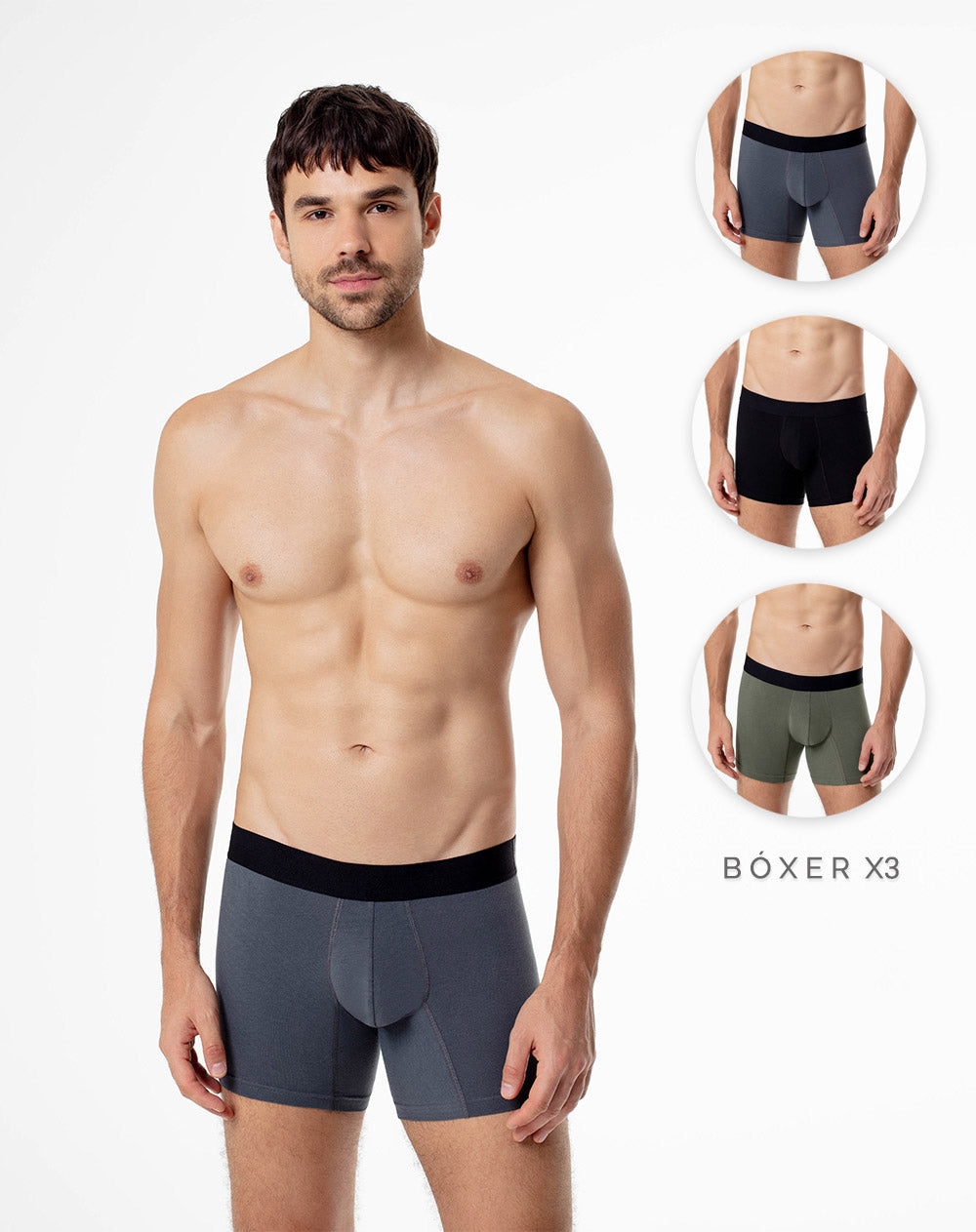 Bóxer medio jersey algodón x3unds surtido