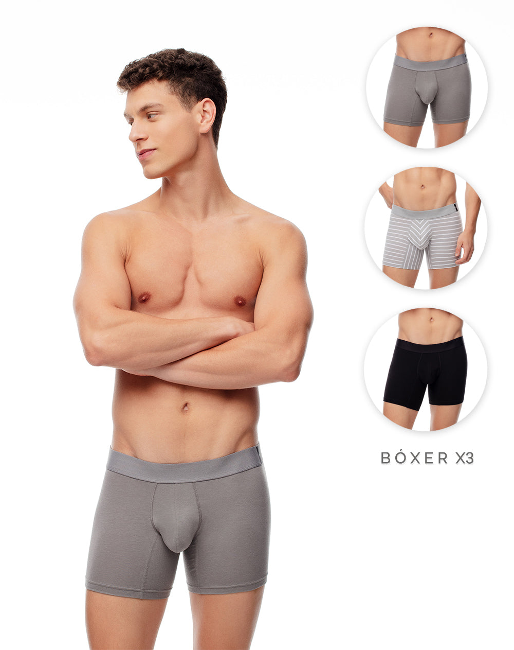 Bóxer medio jersey algodón x3unds surtido
