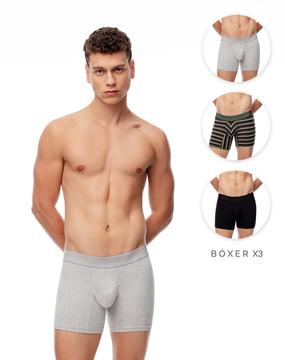 Bóxer medio jersey algodón x3unds surtido