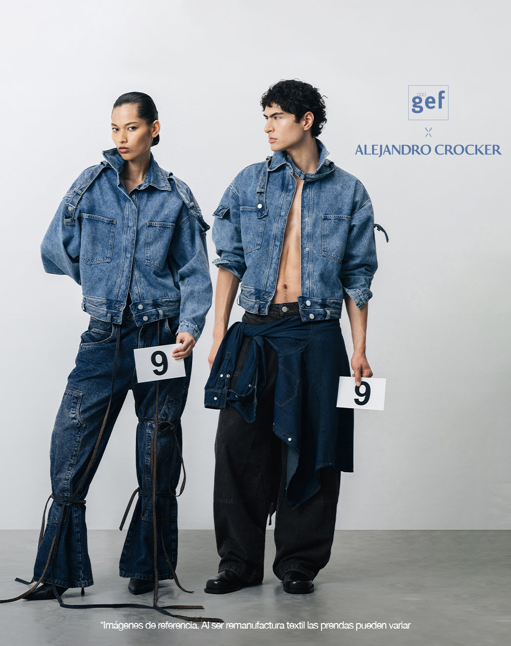 Chaqueta denim overshirt remanufacturada Gef x Alejandro Crocker