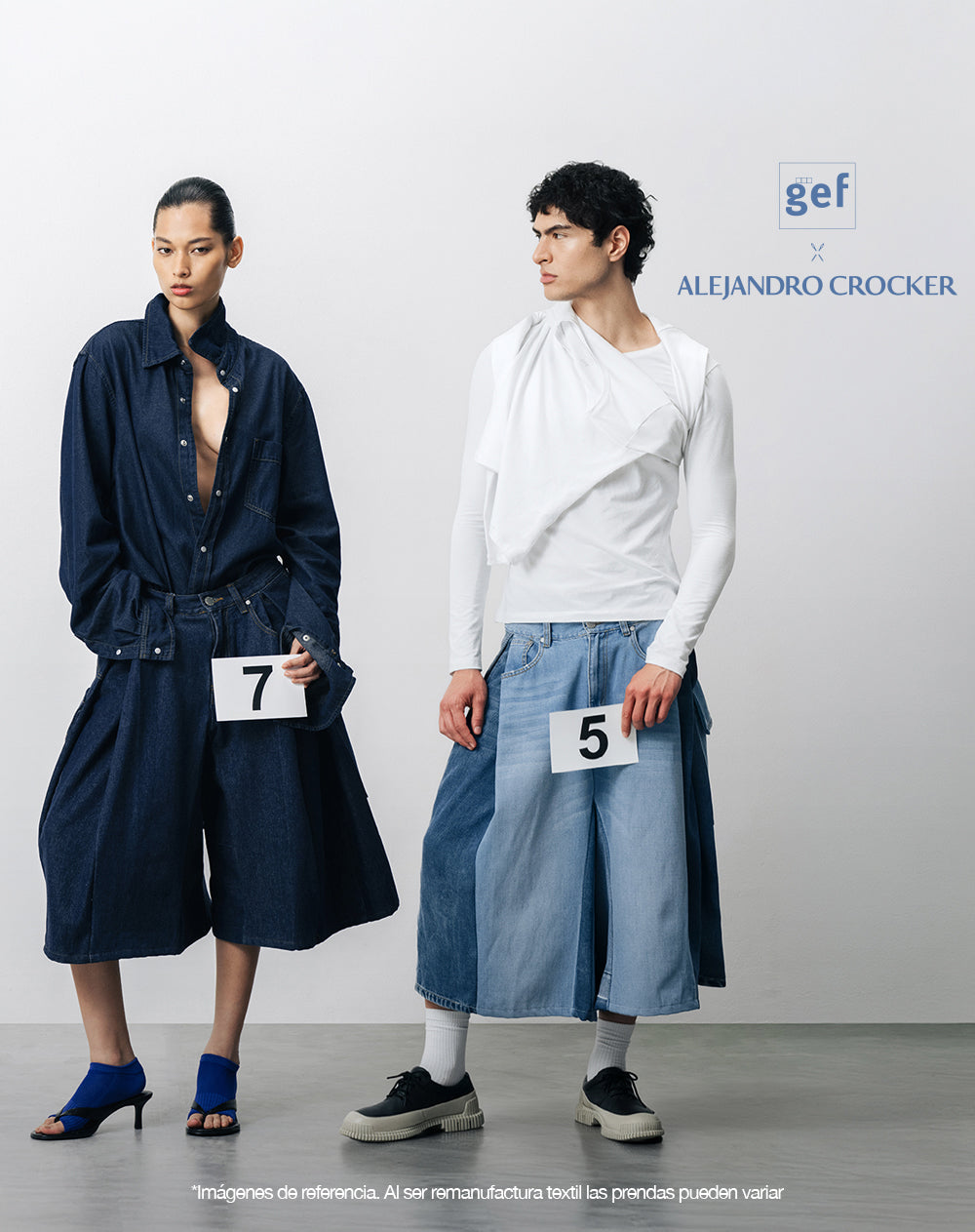 Bermuda denim tipo jort remanufacturada Gef x Alejandro Crocker