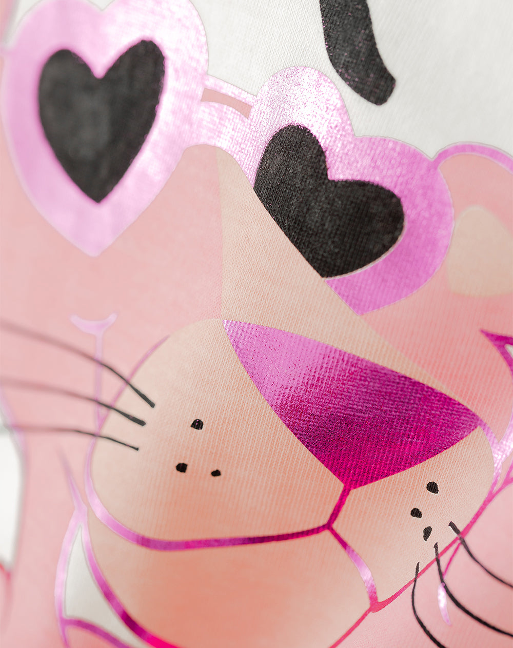 Camiseta regular algodón Pink Panther blanca niña