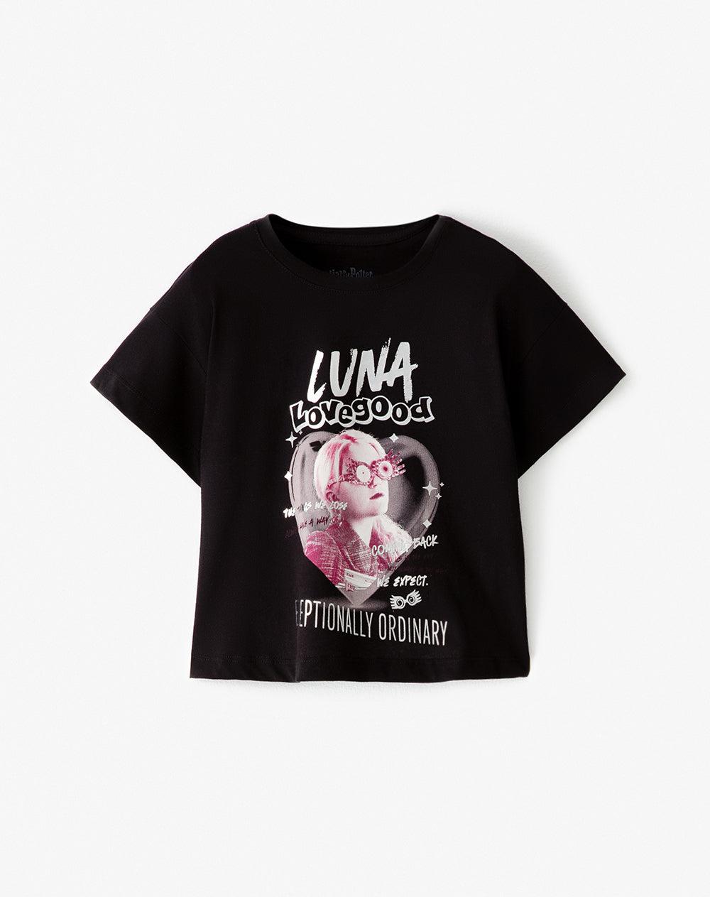 Camiseta regular algodón Luna Harry Potter negra niña
