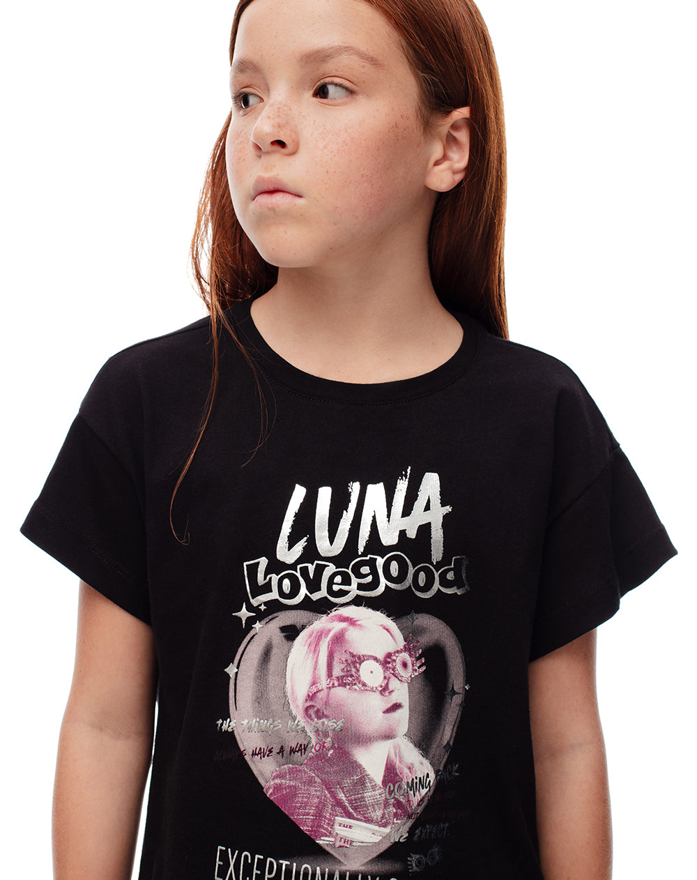 Camiseta regular algodón Luna Harry Potter negra niña