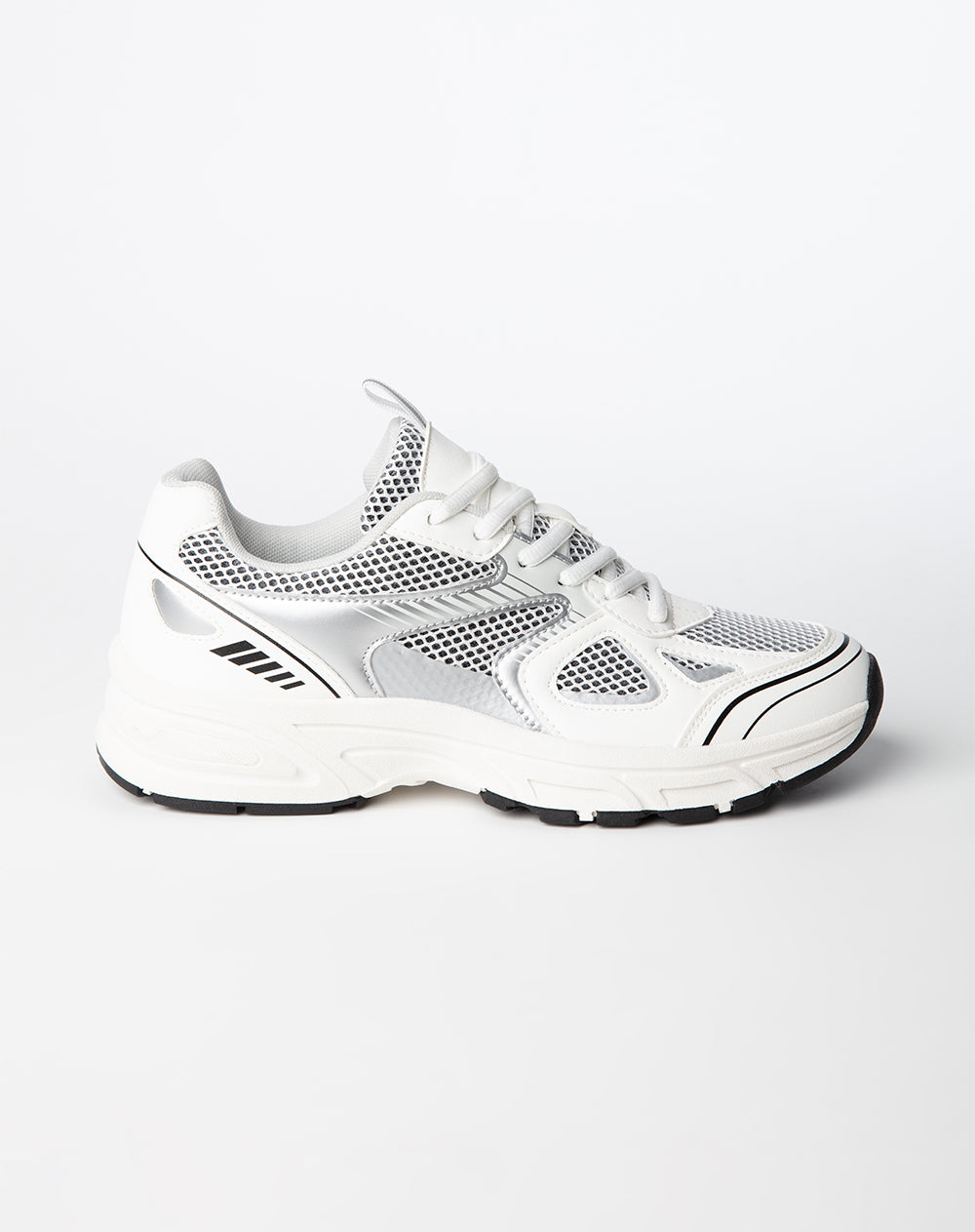 Tenis retro tipo runner blancos mujer