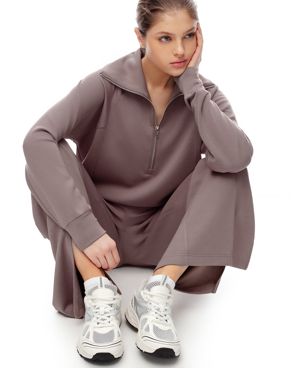 Tenis retro tipo runner blancos mujer