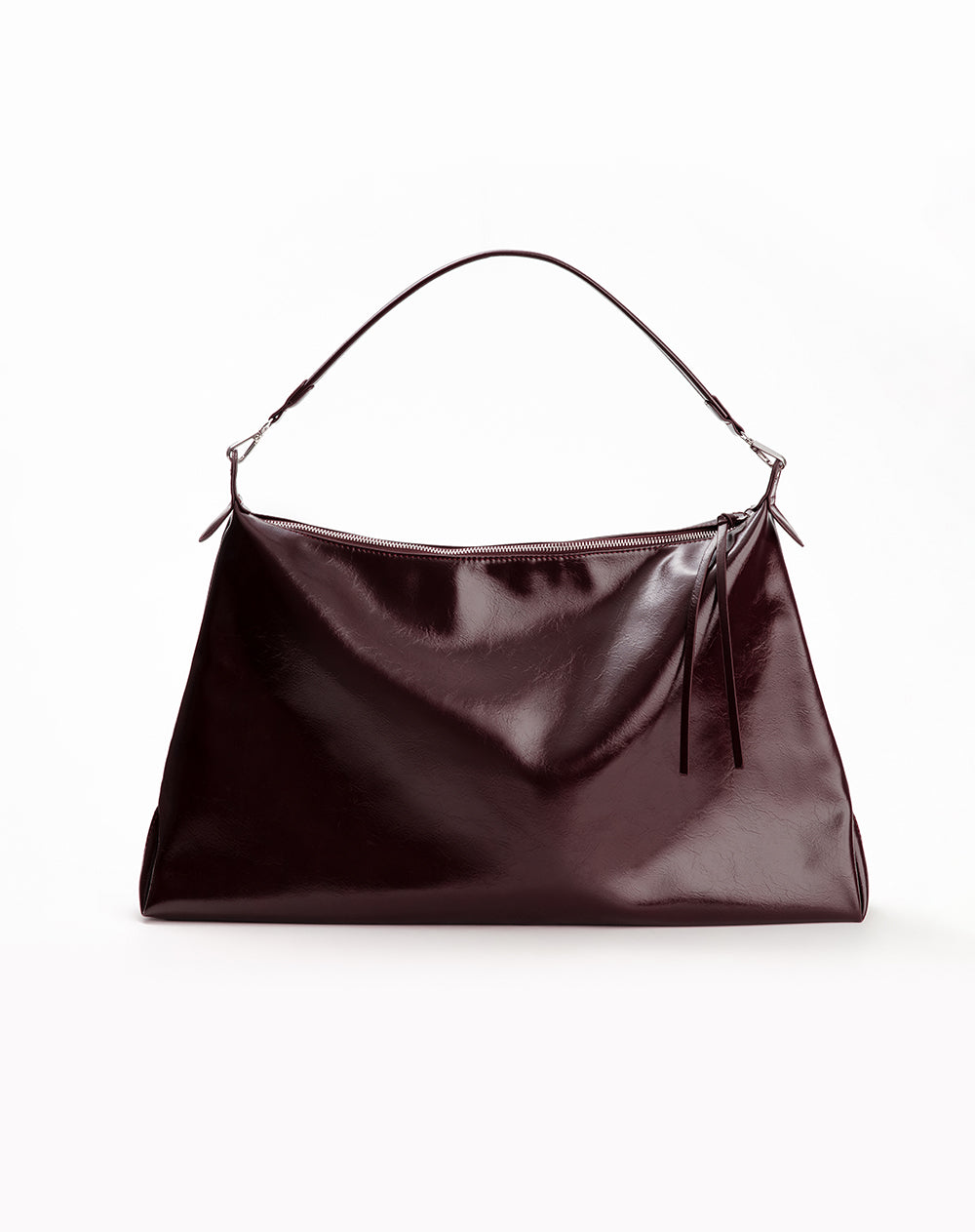 Maxibolso efecto charol vino tinto mujer
