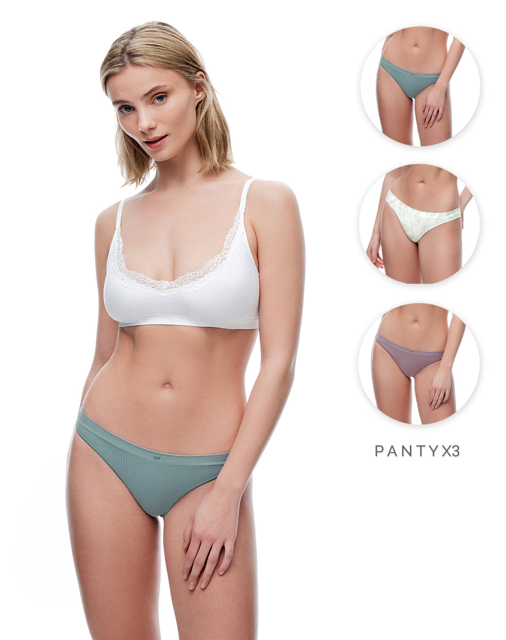 Panty tipo tanga seamless tiro medio x3unds surtido