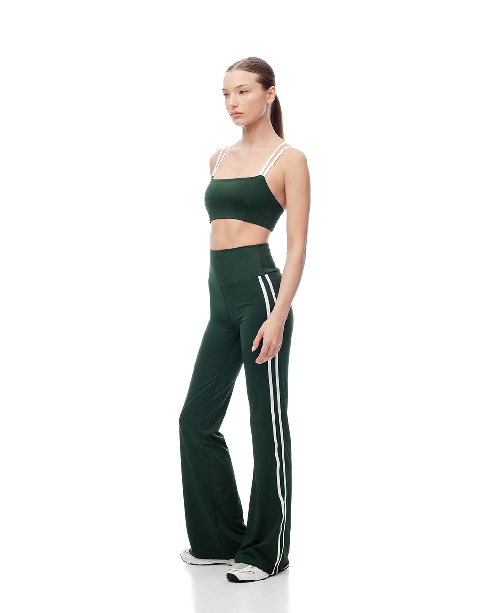 Pantalón slim tiro alto verde mujer