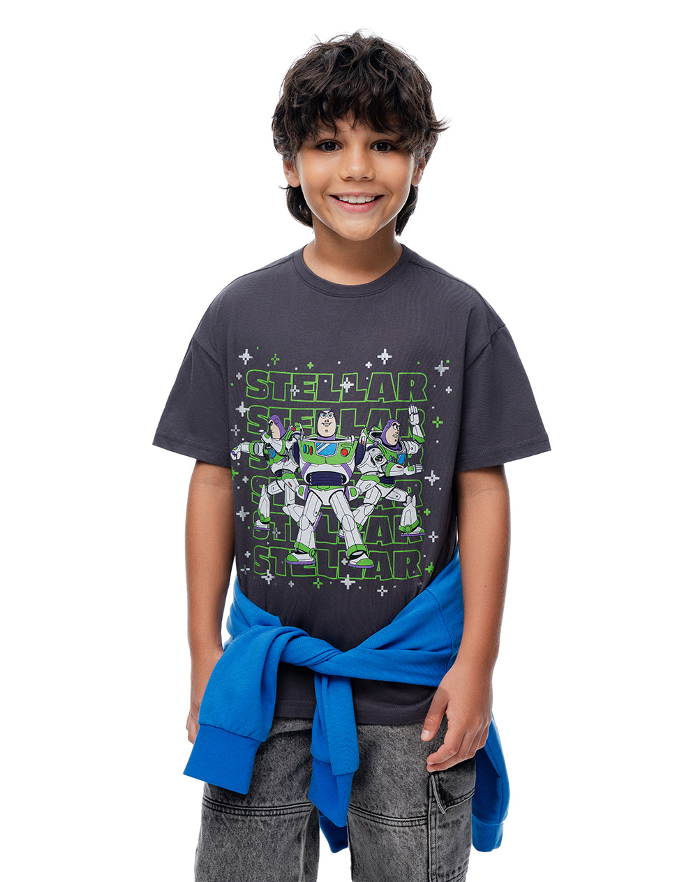 Camiseta regular manga corta gris niño