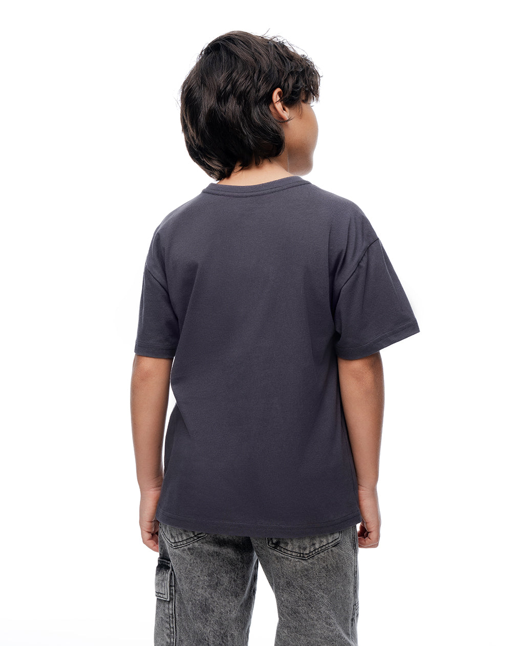 Camiseta regular manga corta gris niño