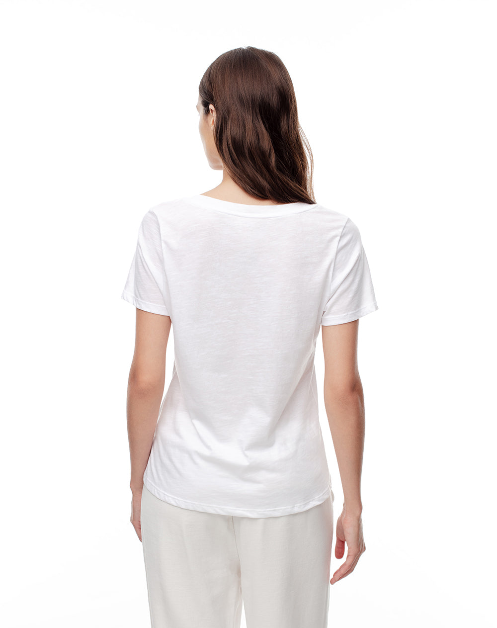 Camiseta regular algodón blanca mujer