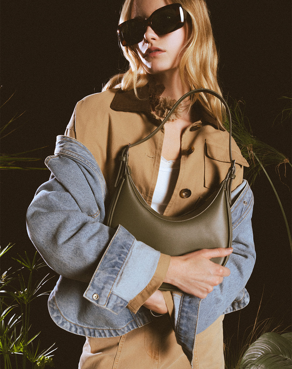 Bolso tipo baguette verde mujer