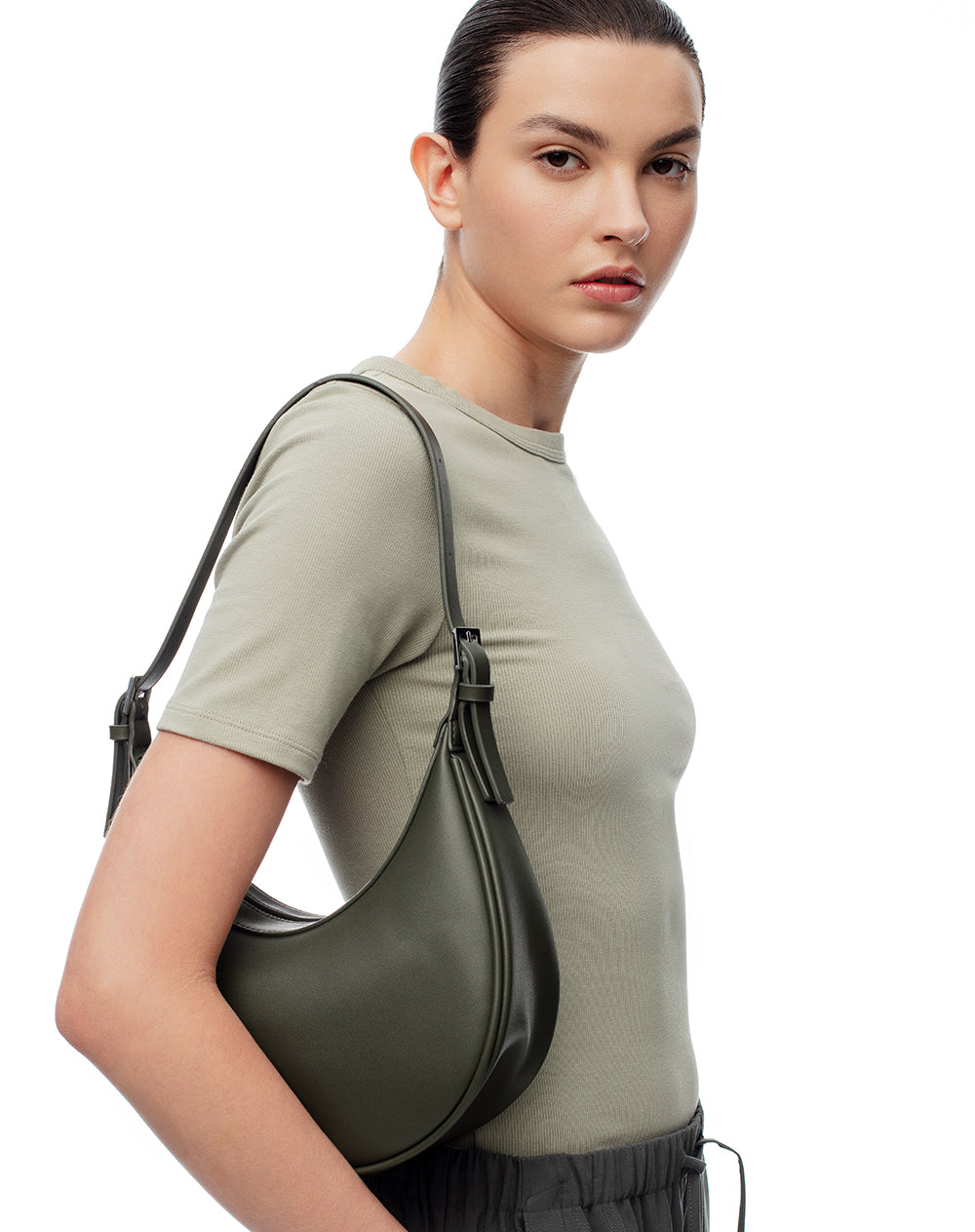 Bolso tipo baguette verde mujer