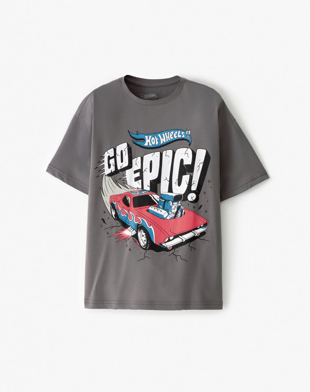 Camiseta regular algodón Hot Wheels gris niño