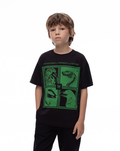 Camiseta regular algodón Harry Pother negra niño
