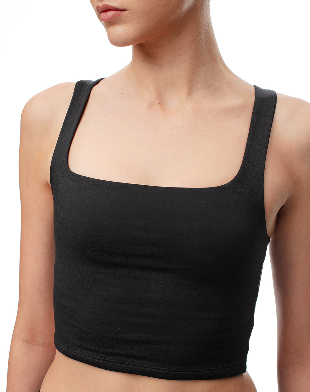Camiseta crop deportiva secado rápido negra mujer