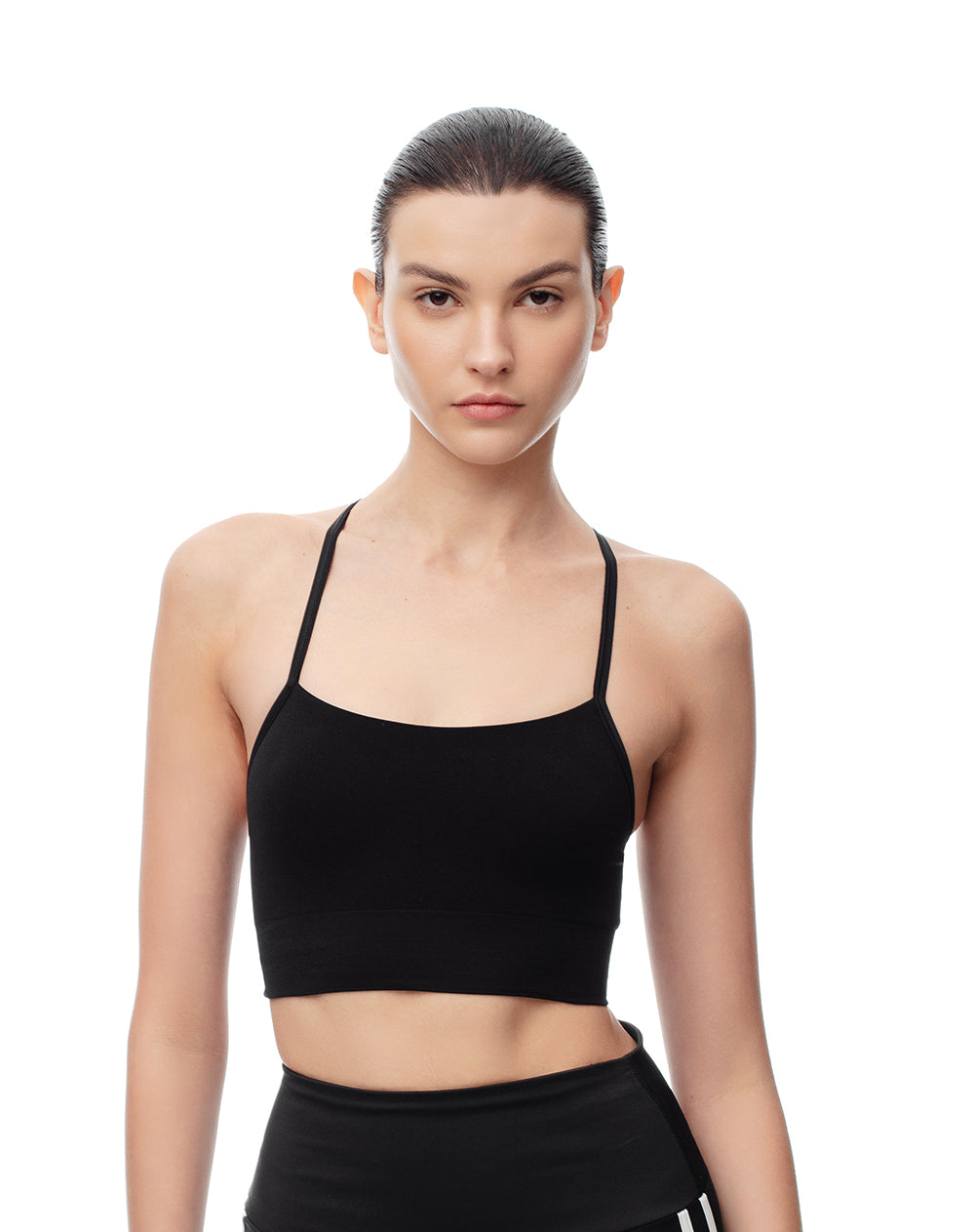 Top deportivo soporte medio seamless negro