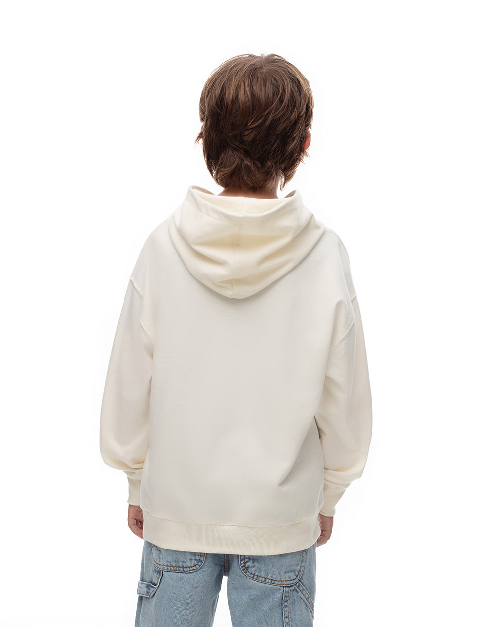 Buzo tipo hoddie Superman algodón crema niño