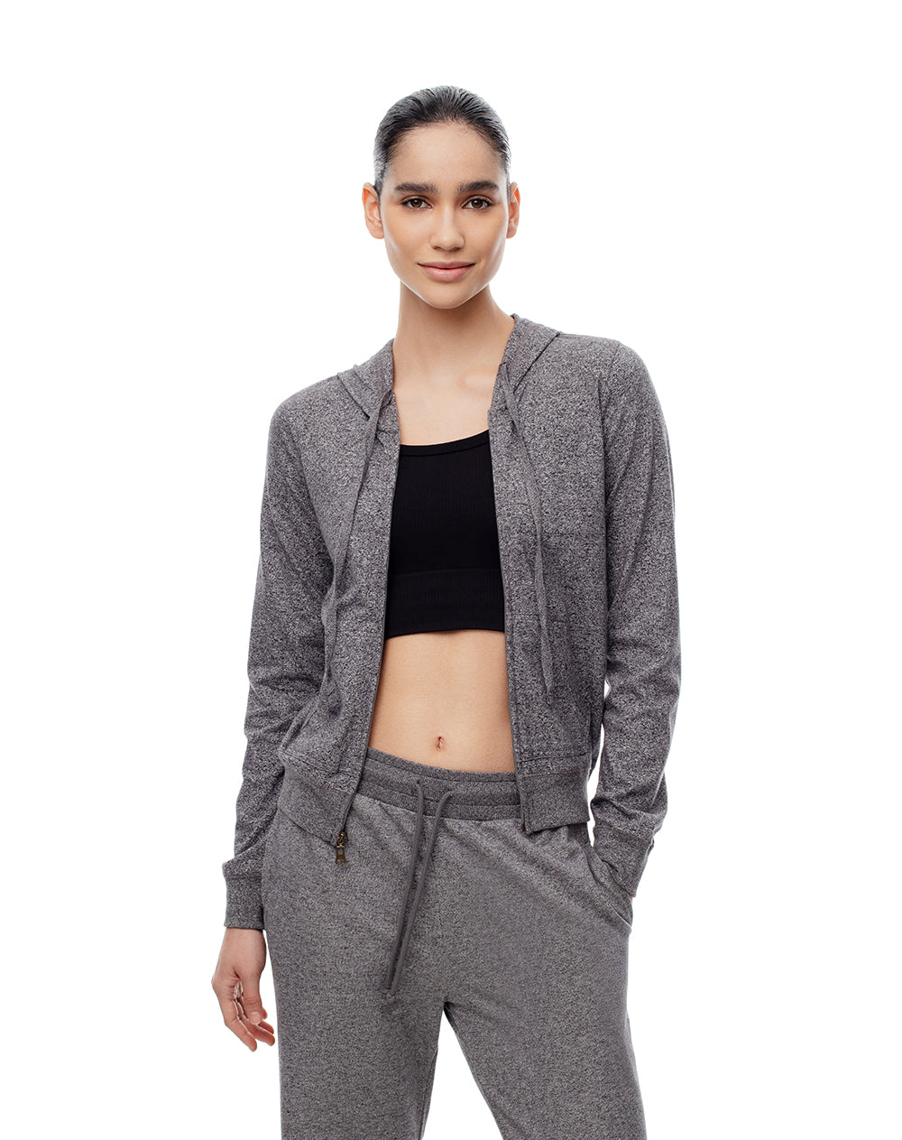 Chaqueta slim algodón gris mujer