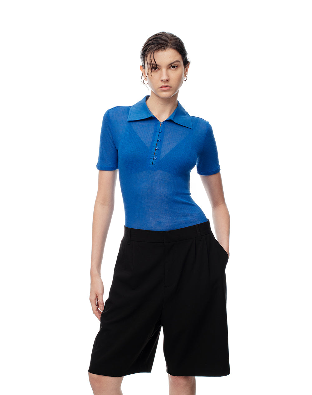 Polo fitted fit azul