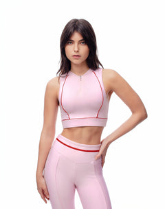 Top deportivo soporte medio rosado mujer